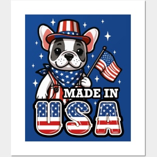 Made USA Frenchie French Bulldog Patriotic 4th July Posters and Art